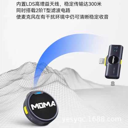 MOMA Lark Mix Mini Wireless Lavalier Microphone - Noise Canceling Mic for Smartphone & Live Stream