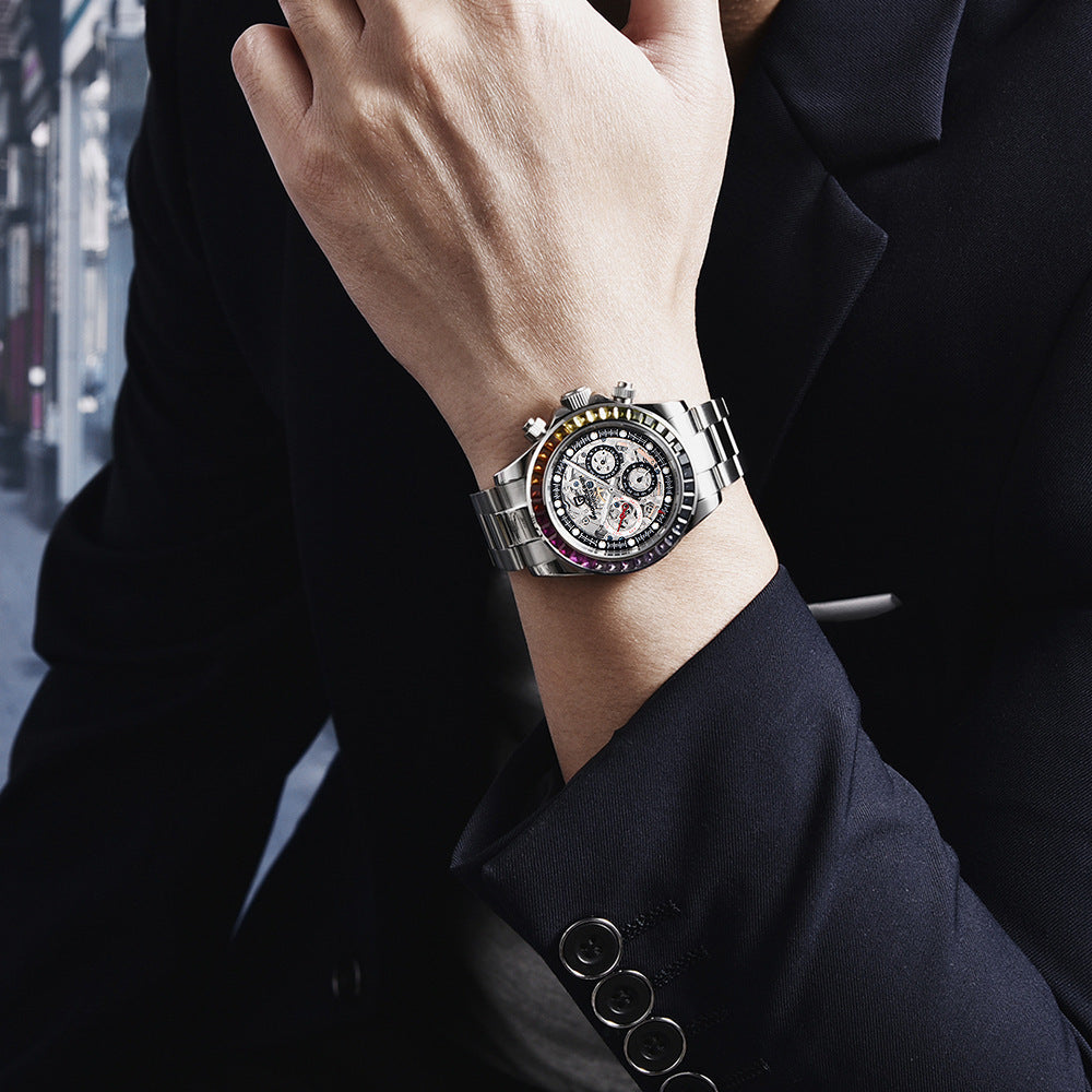 Pagani Design 1653 Men's Automatic Watch - Multifunction Skeleton Mechanical Timepiece