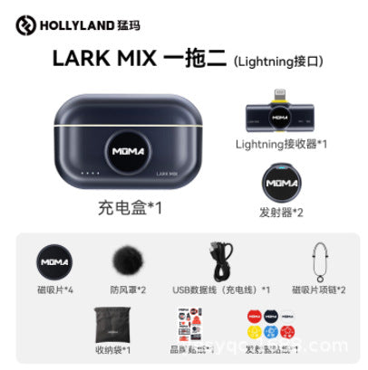 MOMA Lark Mix Mini Wireless Lavalier Microphone - Noise Canceling Mic for Smartphone & Live Stream