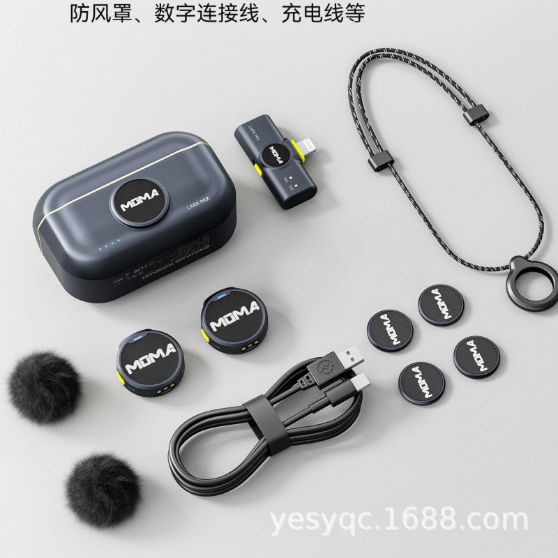 MOMA Lark Mix Mini Wireless Lavalier Microphone - Noise Canceling Mic for Smartphone & Live Stream