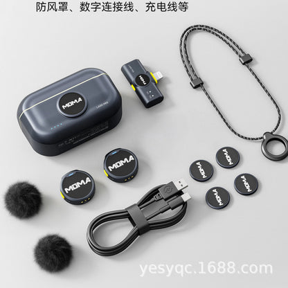 MOMA Lark Mix Mini Wireless Lavalier Microphone - Noise Canceling Mic for Smartphone & Live Stream