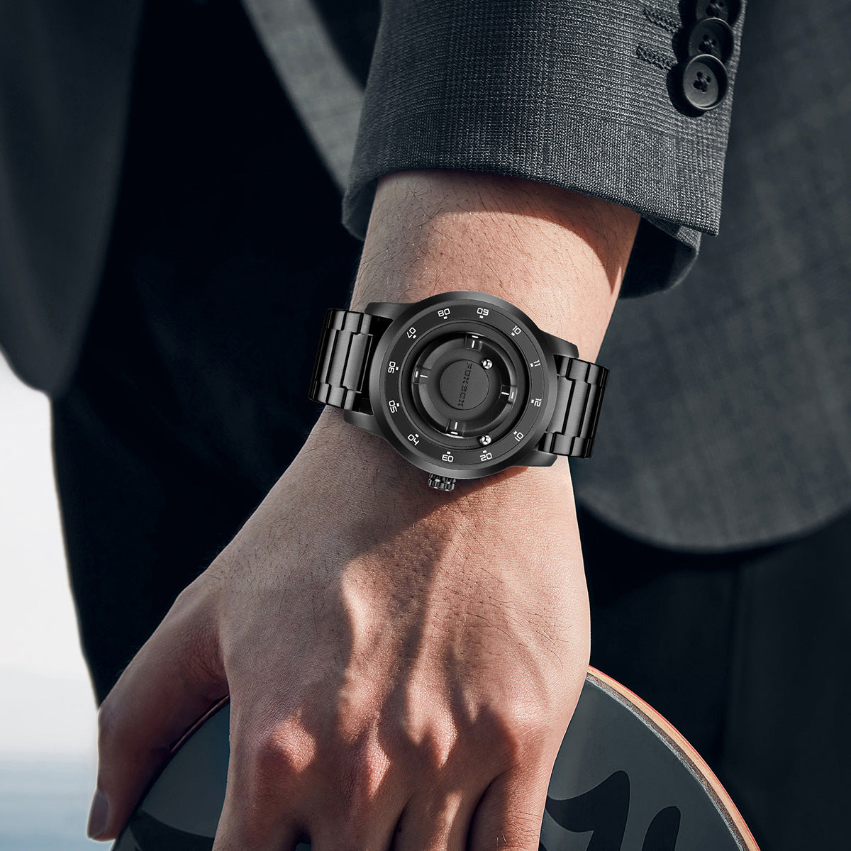 LIGE Unique Black Concept Watch Men's Multi-Function Water Resistant Metal Band