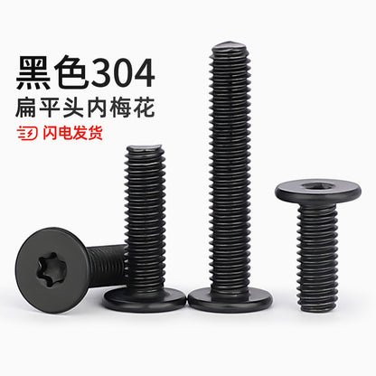 Black 304 Stainless Steel Torx Flat Head Screws - Ultra Thin Head Bolts (M2-M6)