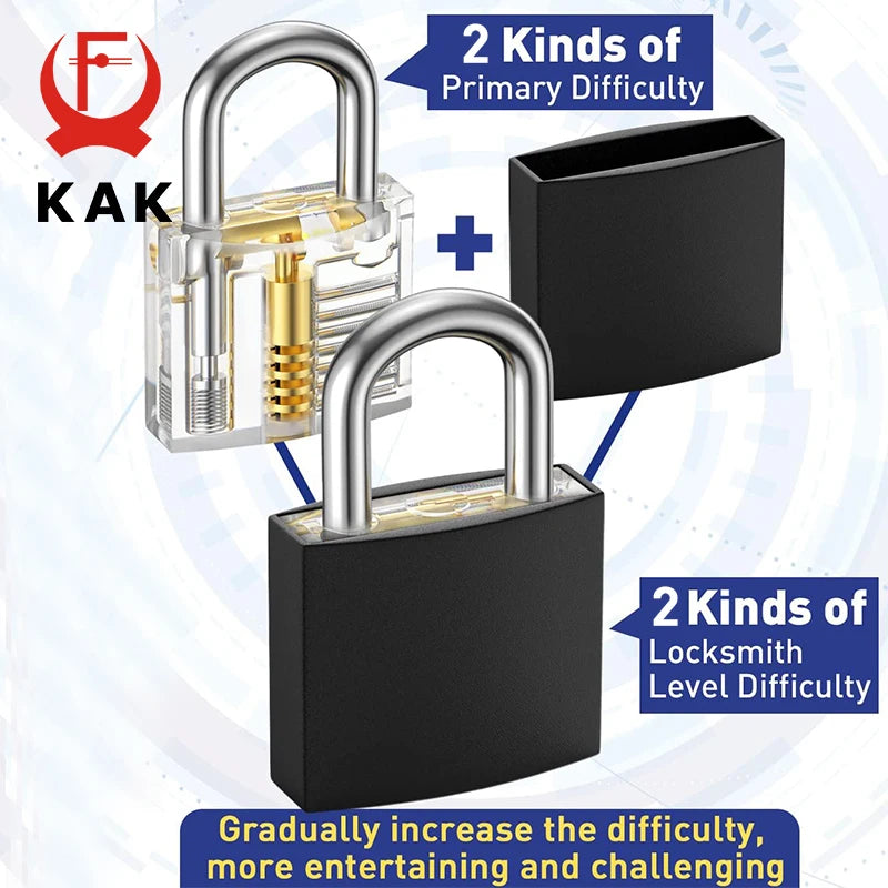 Professional Lock Pick Set & Key Extractor Kit with Transparent Practice Lock