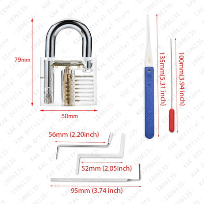 Professional Lock Pick Set & Key Extractor Kit with Transparent Practice Lock
