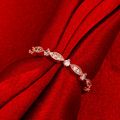 Elegant Rose Gold Tone Marquise Rhinestone Wedding Band / Minimalist Engagement or Promise Ring for Women