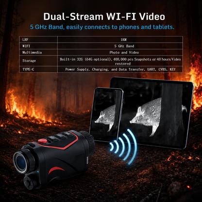 Precision 384x288 Thermal Imaging Monocular with 1km Laser Rangefinder & WiFi